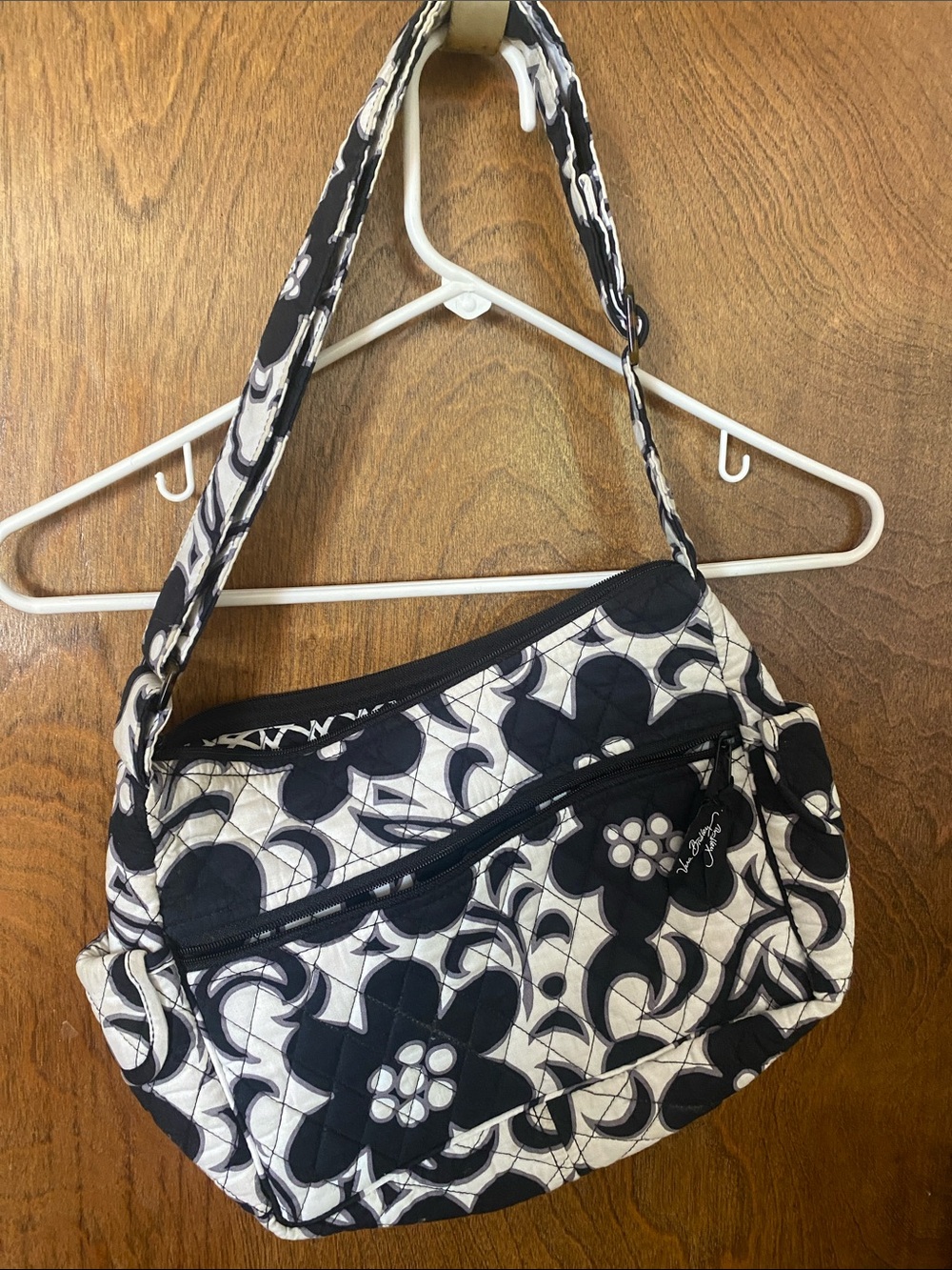 Vera Bradley Black & White Floral Quilted Shoulder Bag